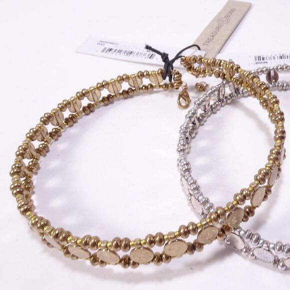 Nordstrom Treasure & Bond Circle Choker Necklace Silver Gold NWT 49 EA 100 Set 2 - Picture 2 of 9